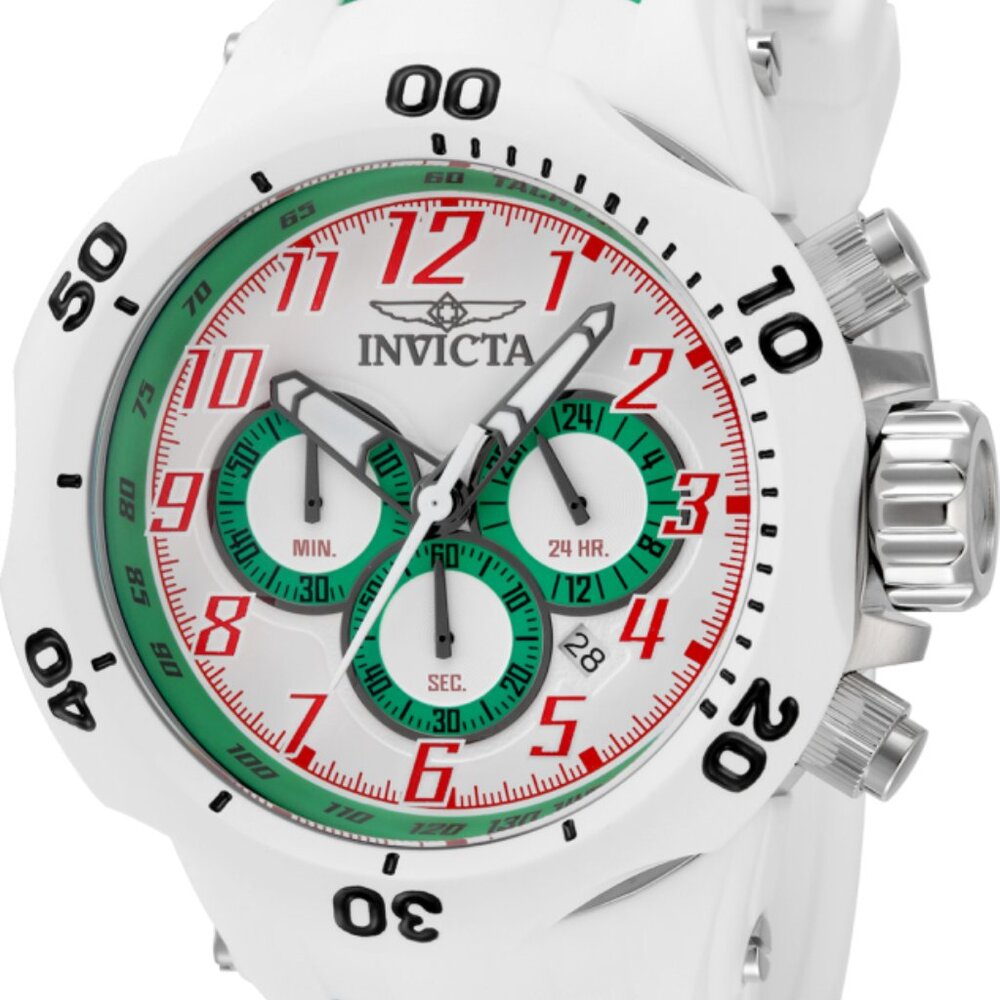 NEW Invicta Men's 52mm Venom Chronograph Quartz White/Green Tone 100m SS Watch